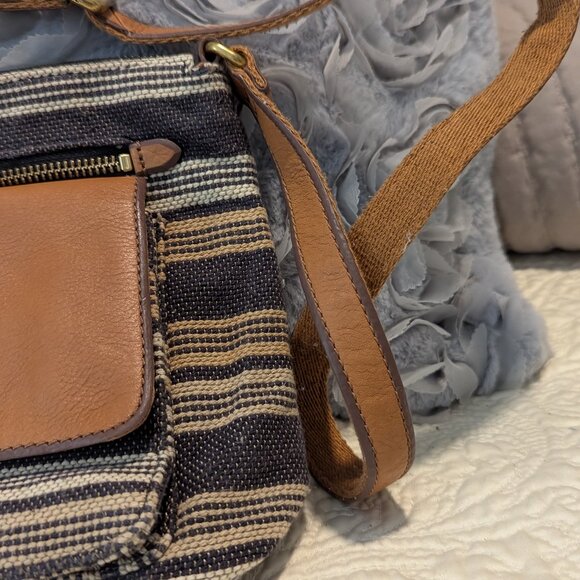 FOSSIL Shoulder bag Canvas and Leather Messenger with Tapestry and Leather - Picture 5 of 12